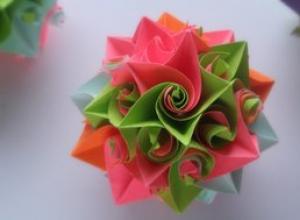 DIY Kusudama papírové koule Schéma montáže Kusudama lily balls